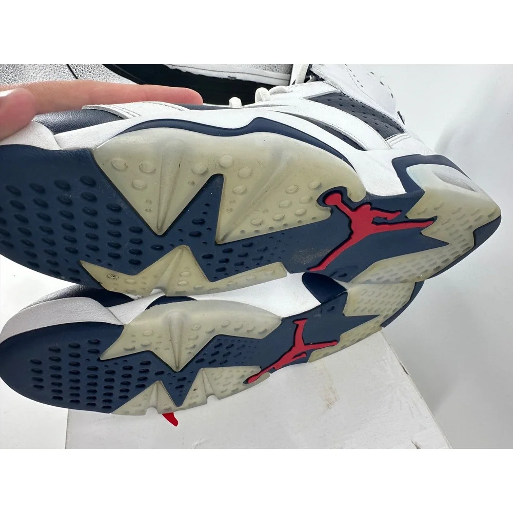 Jordan 6 Retro Olympic 2024 White Midnight Navy Red CT8529-164 Mens Size 12